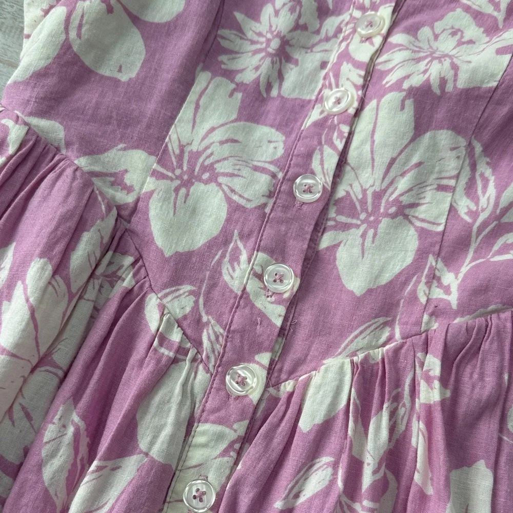 NWT Free People The Perfect Sundress Size XS Pink White Floral Linen Maxi Dress - Picture 8 of 8